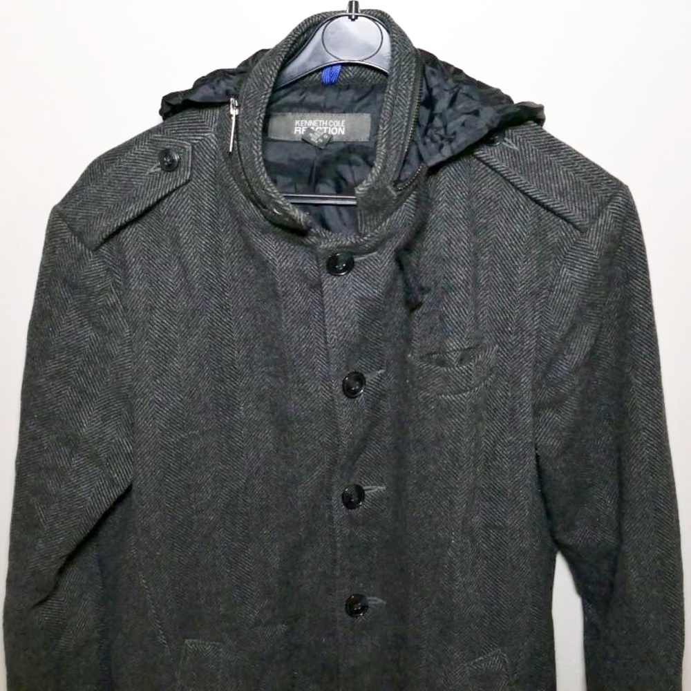 Kenneth Cole Reaction Concealed Hood Coat sz S